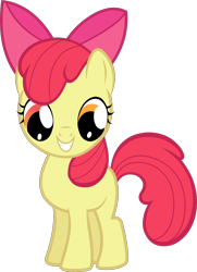 Size: 2000x2754 | Tagged: safe, color edit, edit, editor:catachromatic, apple bloom, earth pony, pony, g4, .svg available, colored, eyes open, female, filly, foal, grin, high res, simple background, smiling, solo, standing, svg, transparent background, vector