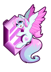 Size: 2894x4093 | Tagged: safe, artist:nuumia, oc, oc only, oc:dyn, pegasus, pony, colored wings, cute, gem, happy, hug, long mane, long tail, multicolored hair, multicolored mane, multicolored wings, open mouth, pegasus oc, pink mane, simple background, solo, spread wings, tail, transparent background, unshorn fetlocks, wings
