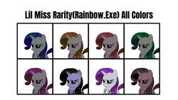 Size: 2560x1440 | Tagged: safe, artist:tom artista, rarity, lil-miss rarity, g4, color, colored, colors, creepy, creepy ponies, creepypasta, fan made, rainbow.exe