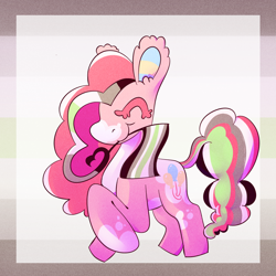 Size: 1000x1000 | Tagged: safe, artist:sugvr_alien, pinkie pie, earth pony, pony, g4, agender, agender pride flag, alternate design, dyed mane, pride, pride flag, redesign, solo