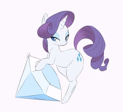 Size: 1000x913 | Tagged: safe, artist:hidden-cat, rarity, pony, unicorn, g4, bipedal, bipedal leaning, diamond, female, leaning, looking at you, simple background, solo, white background