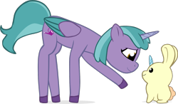 Size: 1507x881 | Tagged: safe, artist:equestriaexploration, shiny sparks, alicorn, bunnycorn, pony, rabbit, g5, my little pony: tell your tale, alicornified, female, mare, race swap, simple background, solo, sparksicorn, transparent background
