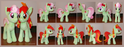 Size: 8008x3072 | Tagged: safe, artist:calusariac, candy apples, florina tart, pony, g4, apple family member, irl, photo, plushie
