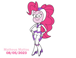 Size: 1025x779 | Tagged: safe, artist:matheusmattos75, fili-second, pinkie pie, human, equestria girls, g4, power ponies, simple background, solo, style emulation, the loud house, white background