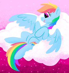 Size: 3000x3191 | Tagged: safe, artist:sodapopblast, rainbow dash, pegasus, pony, g4, cloud, cute, dashabetes, female, folded wings, happy, high res, mare, on a cloud, open mouth, open smile, sitting, smiling, solo, wings