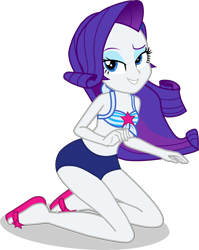 Size: 3203x4017 | Tagged: safe, alternate version, artist:dustinwatsongkx, rarity, human, equestria girls, g4, accessory swap, bare shoulders, bikini, clothes, clothes swap, female, high res, sandals, sci-twi swimsuit, shadow, show accurate, simple background, sleeveless, smiling, solo, swimsuit, swimsuit swap, transparent background