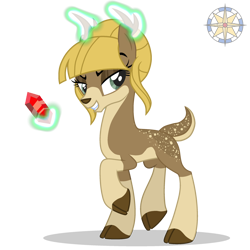 Size: 2500x2500 | Tagged: safe, artist:r4hucksake, oc, oc only, oc:willow (r4hucksake), deer, cloven hooves, concave belly, doe, female, high res, magic, ruby, simple background, slender, solo, story included, thin, transparent background