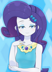 Size: 1762x2421 | Tagged: safe, artist:batipin, rarity, human, equestria girls, g4, female, looking at you, rarity peplum dress, smiling, solo