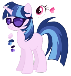 Size: 799x852 | Tagged: safe, artist:monochrome-sunsets, oc, pony, unicorn, g4, magical lesbian spawn, offspring, parent:twilight sparkle, parent:vinyl scratch, parents:vinylight, simple background, solo, sunglasses, transparent background