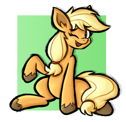 Size: 883x857 | Tagged: safe, artist:daze, applejack, earth pony, pony, g4, dithering, female, mare, one eye closed, open mouth, open smile, pixel-crisp art, simple background, smiling, solo, transparent background