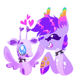 Size: 1000x1000 | Tagged: safe, artist:sugvr_alien, oc, oc only, oc:sugar berry, oc:ultra violet, pony, duo, ponysona, simple background, white background