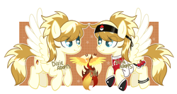 Size: 3328x1764 | Tagged: safe, artist:dixieadopts, oc, oc only, oc:golden master, pegasus, phoenix, pony, anklet, clothes, colored wings, gradient wings, grid, headband, jewelry, large wings, looking up, male, orange background, poké ball, pokémon, shirt, shoes, simple background, smiling, solo, spread wings, stallion, stars, teal eyes, transparent background, wings