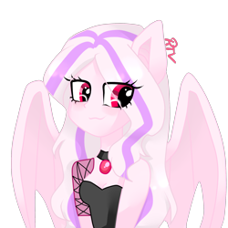 Size: 2000x2000 | Tagged: safe, artist:oniiponii, oc, oc only, bat pony, anthro, bat pony oc, bat wings, bust, clothes, eyelashes, female, fishnet stockings, high res, mare, simple background, smiling, solo, transparent background, wings