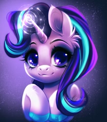 Size: 900x1031 | Tagged: safe, artist:cabbage-arts, starlight glimmer, pony, unicorn, g4, colored hooves, cute, ear fluff, eyebrows, female, glimmerbetes, horn, looking at you, mare, signature, smiling, smiling at you, solo