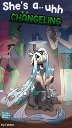 Size: 2160x3840 | Tagged: safe, artist:applephil, queen chrysalis, oc, oc:anon, changeling, changeling queen, human, g4, 4k, cellphone, cute, cutealis, high res, lamp, looking up, parody, phone, sitting, smartphone, text, trio