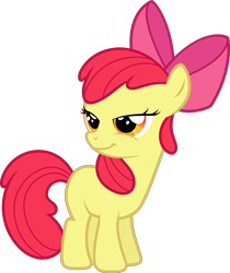 Size: 2000x2381 | Tagged: safe, artist:shutterflyyay, apple bloom, earth pony, pony, g4, .svg available, blank flank, determined look, female, filly, foal, high res, simple background, smiling, smirk, solo, transparent background, turned head, vector