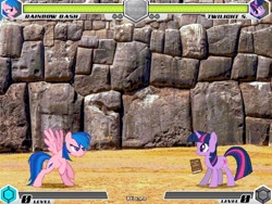 Size: 1080x810 | Tagged: safe, artist:tom artista, rainbow dash, twilight sparkle, fighting is magic, g4, fan game, mysterious, perfect, stone, structure