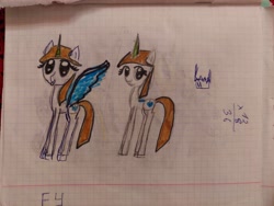 Size: 4624x3468 | Tagged: safe, artist:destiny_manticor, oc, oc only, oc:destiny manticor, alicorn, pony, unicorn, alicorn oc, graph paper, horn, lined paper, old art, pen, solo, traditional art, wings