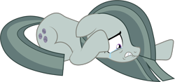 Size: 1392x650 | Tagged: safe, artist:prixy05, marble pie, earth pony, pony, g4, crying, lying down, sad, simple background, solo, transparent background, vector