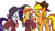 Size: 1024x565 | Tagged: safe, artist:muhammad yunus, rarity, sunset shimmer, oc, oc:firey ratchet, pegasus, pony, unicorn, g4, clothes, detective, detective rarity, fedora, female, hat, male, mare, simple background, stallion, transparent background, trenchcoat