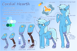 Size: 6000x4000 | Tagged: safe, alternate version, artist:shad0w-galaxy, oc, oc only, oc:cordial hearth, earth pony, pony, anthro, unguligrade anthro, absurd resolution, amputee, belly button, cheek fluff, chest fluff, closed mouth, colored hooves, commission, cute, cute little fangs, cutie mark, ear fluff, elbow fluff, fangs, featureless crotch, fluffy, gradient background, hand on hip, hooves, leg fluff, lidded eyes, looking at you, male, open mouth, prosthetic leg, prosthetic limb, prosthetics, reference sheet, shoulder fluff, skinny, smiling, stallion, standing, tail, teal eyes, text, thin, unshorn fetlocks