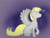 Size: 1224x924 | Tagged: safe, artist:chillykitty, derpy hooves, pegasus, pony, g4, abstract background, heart, side view, smiling, solo, stars