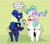 Size: 1800x1600 | Tagged: safe, artist:kubasama, artist:kubasamaa, derpy hooves, princess celestia, princess luna, alicorn, pegasus, pony, between dark and dawn, g4, my little pony: friendship is magic, alternate hairstyle, bottomless, butt, clothes, dialogue, female, green background, mare, moonbutt, partial nudity, plot, ponytail, scene interpretation, shirt, simple background, speech bubble, sunbutt, tail, tail bun, trio, wide eyes