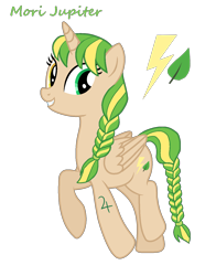 Size: 1130x1440 | Tagged: safe, oc, oc only, oc:mori jupiter, alicorn, pony, alicorn oc, braid, braided ponytail, braided tail, green eyes, green mane, heterochromia, horn, ponytail, simple background, solo, tail, tattoo, transparent background, wings, yellow eyes