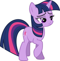 Size: 2017x2050 | Tagged: safe, alternate version, artist:shutterflyyay, twilight sparkle, pony, unicorn, g4, female, high res, lidded eyes, mare, simple background, skeptical, solo, transparent background, unicorn twilight, vector