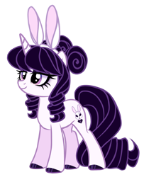 Size: 732x903 | Tagged: safe, artist:octoberumn, oc, oc only, oc:porcelain promise, pony, unicorn, g4, bunny ears, curly hair, female, goth, hair bun, hoof polish, makeup, mare, simple background, solo, transparent background