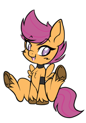 Size: 1668x2388 | Tagged: safe, artist:steelsoul, scootaloo, pegasus, pony, g4, arm band, chest fluff, choker, open mouth, simple background, sitting, smiling, solo, transparent background, unshorn fetlocks