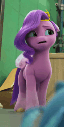 Size: 546x1080 | Tagged: safe, screencap, pipp petals, pegasus, pony, g5, my little pony: make your mark, my little pony: make your mark chapter 4, top remodel, spoiler:g5, spoiler:my little pony: make your mark, spoiler:my little pony: make your mark chapter 4, spoiler:mymc04e02, animated, female, gif, mare, pipp petals is best facemaker, pipp petals is not amused, unamused