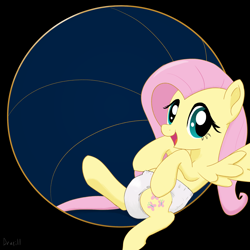 Size: 1920x1920 | Tagged: safe, artist:drasill, fluttershy, pegasus, pony, g4, abdl, diaper, diaper fetish, female, fetish, looking at you, non-baby in diaper, smiling, solo