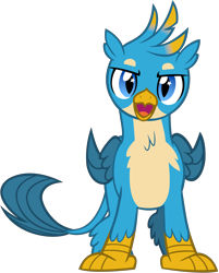 Size: 4584x5697 | Tagged: safe, gallus, griffon, g4, beak, full body, looking at you, male, open beak, open mouth, simple background, slit pupils, solo, starry eyes, transparent background, vector, wingding eyes