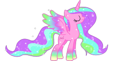Size: 2000x1001 | Tagged: safe, artist:oniiponii, oc, oc only, alicorn, pony, alicorn oc, base used, concave belly, ethereal mane, eyelashes, female, horn, mare, simple background, smiling, solo, starry mane, transparent background, wings