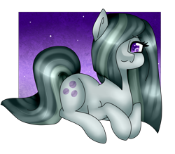 Size: 2479x2174 | Tagged: safe, artist:oniiponii, marble pie, earth pony, pony, g4, eyelashes, female, hair over one eye, high res, lying down, mare, prone, simple background, smiling, solo, transparent background
