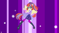 Size: 1920x1075 | Tagged: safe, artist:sarahalen, moondancer, human, equestria girls, g4, alternate universe, base used, female, glasses, ponied up, role reversal, solo, wings