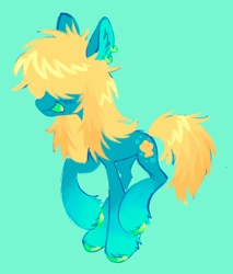 Size: 1744x2048 | Tagged: safe, artist:webkinzworldz, oc, oc only, unnamed oc, earth pony, pony, g5, earth pony oc, green background, hair over eyes, simple background, solo