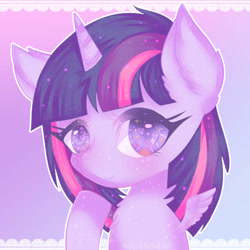 Size: 500x500 | Tagged: safe, artist:halcyondrop, twilight sparkle, alicorn, pony, g4, bust, cute, female, heart, heart eyes, mare, portrait, solo, spread wings, twiabetes, twilight sparkle (alicorn), wingding eyes, wings
