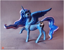 Size: 2020x1583 | Tagged: safe, artist:alexcroft1991, princess luna, alicorn, pony, g4, body art, commissioner:shaddar, craft, female, figurine, freckles, lidded eyes, mare, solo, spread wings, wings
