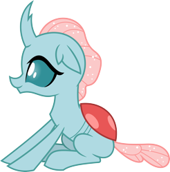 Size: 4000x4064 | Tagged: safe, artist:parclytaxel, ocellus, changedling, changeling, g4, absurd resolution, female, simple background, sitting, smiling, solo, transparent background, vector