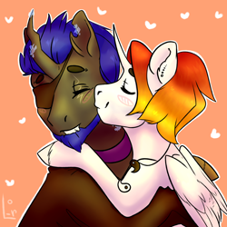 Size: 4000x4000 | Tagged: safe, artist:lake_reu, alicorn, pony, unicorn, commission, couple, kissing, love, your character here