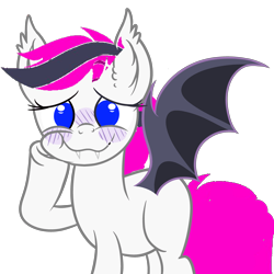 Size: 3700x3700 | Tagged: safe, artist:jc2000, oc, oc only, oc:lance, bat pony, base used, bat pony oc, blushing, high res, solo