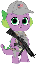Size: 500x823 | Tagged: safe, artist:edy_january, artist:prixy05, edit, vector edit, spike, dragon, g4, g5, my little pony: tell your tale, american flag, armor, body armor, call of duty, call of duty: modern warfare 2, clothes, g4 to g5, generation leap, gun, handgun, hat, m1911, marine, marines, military, military uniform, mp5, pistol, sergeant, sgt.spike, simple background, soldier, solo, special forces, submachinegun, tactical dragon, tactical gears, transparent background, uniform, united states, usmc, vector, vest, weapon