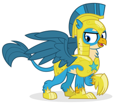 Size: 6500x5500 | Tagged: safe, artist:gypsykumquat, gallus, griffon, g4, season 9, the last problem, .svg available, armor, gauntlet, helmet, royal guard, royal guard armor, royal guard gallus, show accurate, simple background, solo, spread wings, svg, transparent background, vector, wings