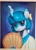 Size: 1824x2536 | Tagged: safe, artist:爱画画的刀刀, oc, oc only, oc:灵樨, kirin, blue background, blue eyes, china, china ponycon, chinese, fan, happy, kirin oc, looking at you, mascot, oil painting, princess, simple background, smiling, smiling at you, solo, traditional art