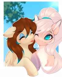 Size: 1652x2048 | Tagged: source needed, safe, artist:u_lu_lu, oc, oc only, oc:amora bunny, earth pony, pegasus, pony, female, mare, mlem, silly, tongue out