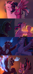 Size: 1920x4320 | Tagged: safe, artist:mythical artist, luster dawn, opaline arcana, twilight sparkle, alicorn, pony, unicorn, g4, g5, 2022, angry, comic, crown, crying, crystal, earth pony crystal, eyes closed, fan theory, female, fight, headcanon, high res, jewelry, mare, no dialogue, older, older twilight, older twilight sparkle (alicorn), pegasus crystal, princess twilight 2.0, regalia, sad, tears of anger, tears of rage, trio, twilight sparkle (alicorn), unicorn crystal, unity crystals, younger