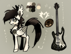 Size: 2491x1885 | Tagged: safe, artist:brainr0tter, oc, oc only, pegasus, pony, bass guitar, electric guitar, guitar, headphones, musical instrument, solo