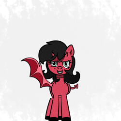 Size: 600x600 | Tagged: safe, artist:scandianon, oc, oc only, demon, demon pony, g4, bat wings, devil horns, devil tail, female, hooves, horns, mare, solo, tail, wings